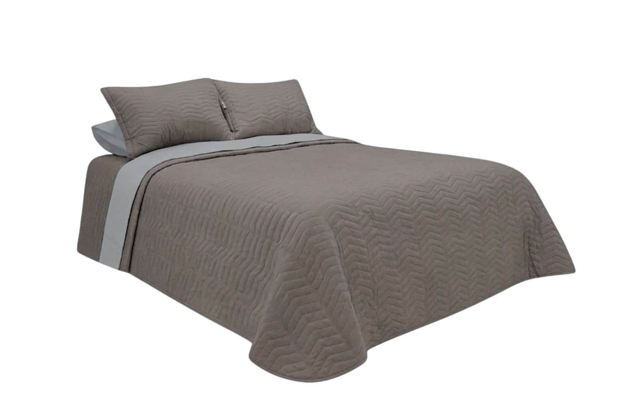 COBERTOR LOFT TAUPE MEDIO GRIS FULL (2 plazas)