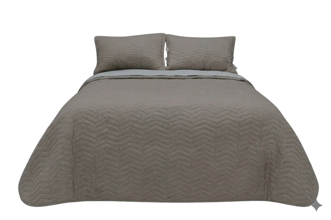 COBERTOR LOFT TAUPE MEDIO GRIS KING (3 plazas)