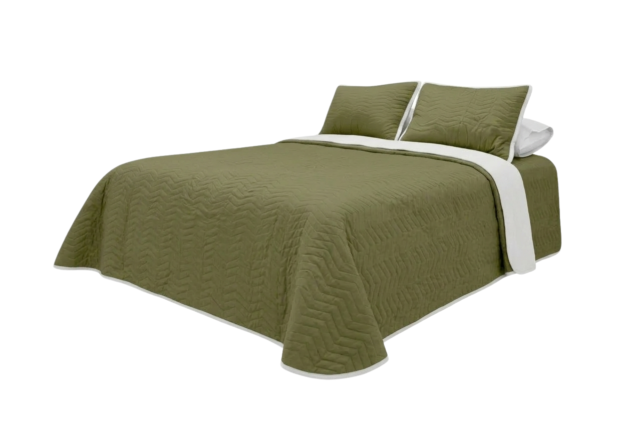 COBERTOR LOFT OLIVA BLANCO QUEEN (2,5 plazas)