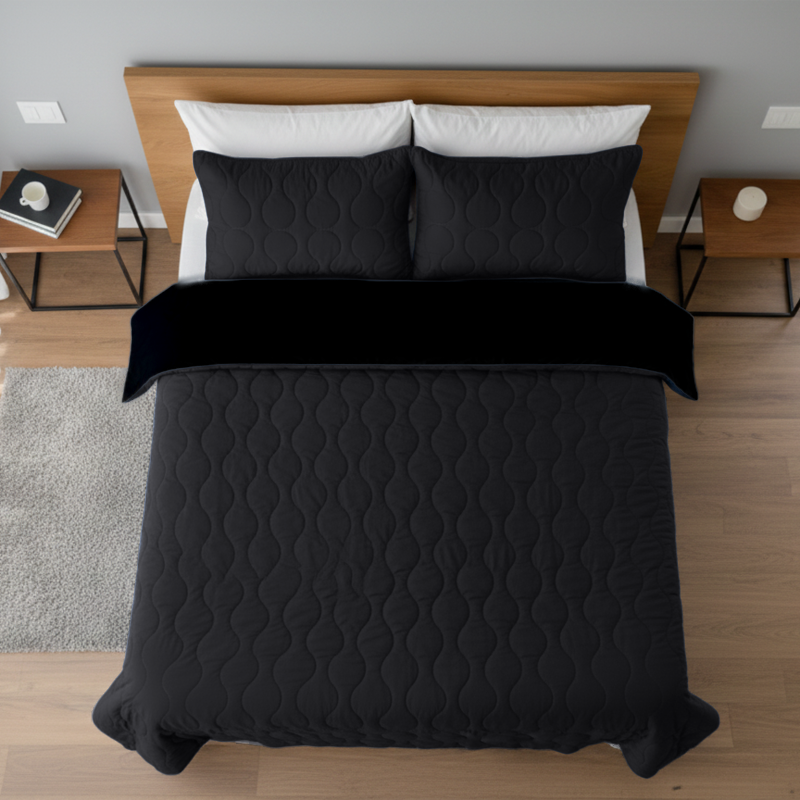 COBERTOR SUEDE NEGRO KING (3 plazas)