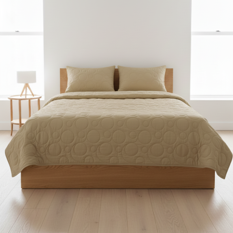 COBERTOR SUEDE BEIGE  KING - 3 PLZ