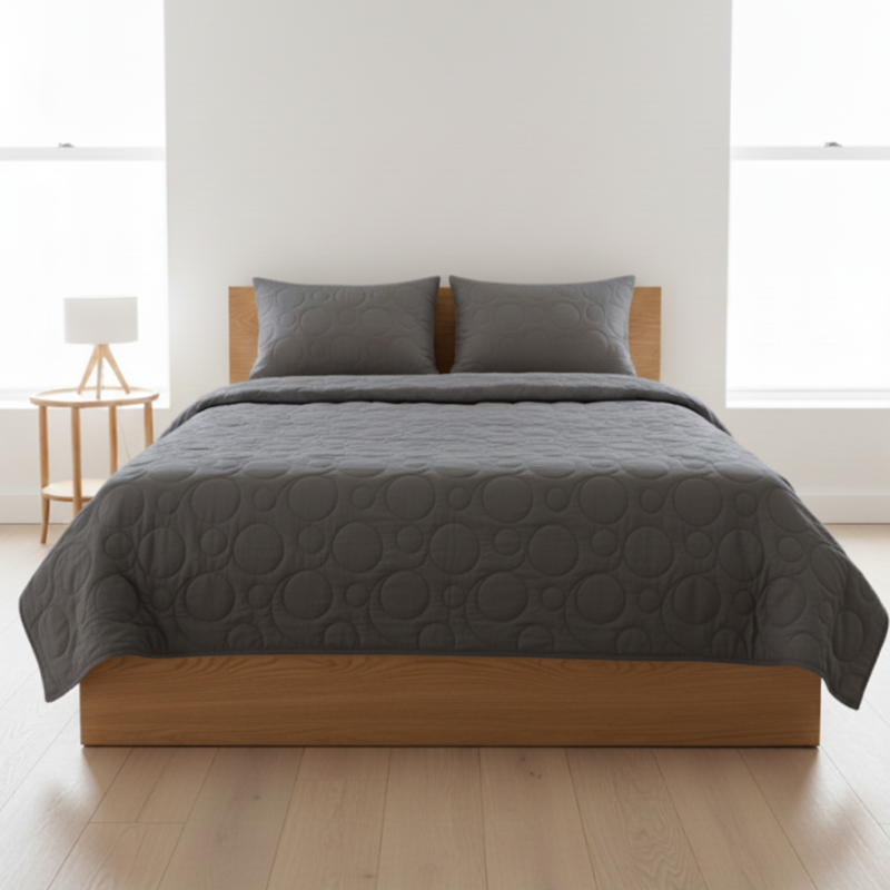 COBERTOR SUEDE PLOMO KING - 3 PLZ