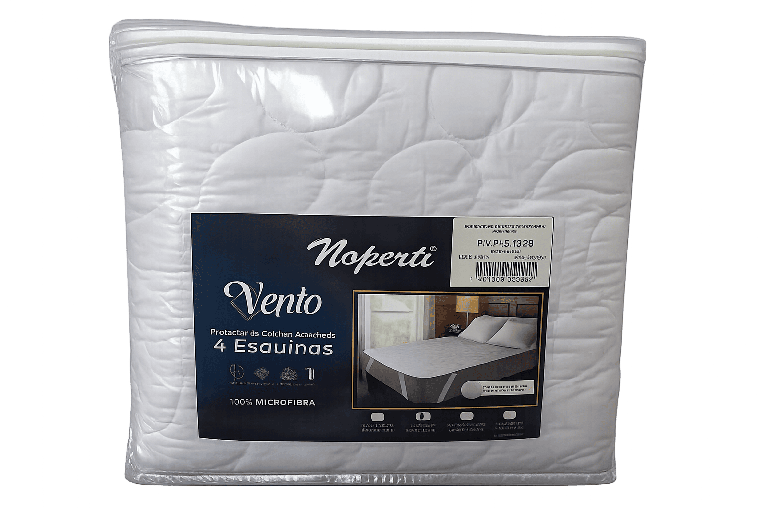PROTECTOR COLCHON ACOLCHADO VENTO 4 ESQUINAS BLANCO FULL - 2 PLZ